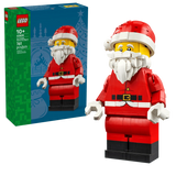 LEGO Up-Scaled Santa Minifigure 40820 built figure beside the product box