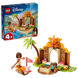 LEGO Disney Village House & Boat box shown with completed village house, boat, palm tree and figures