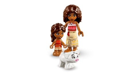 LEGO Moana and Simea figures shown with Pua the pig figure