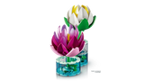Side view of LEGO Water Lilies with pink flower in front and white flower behind