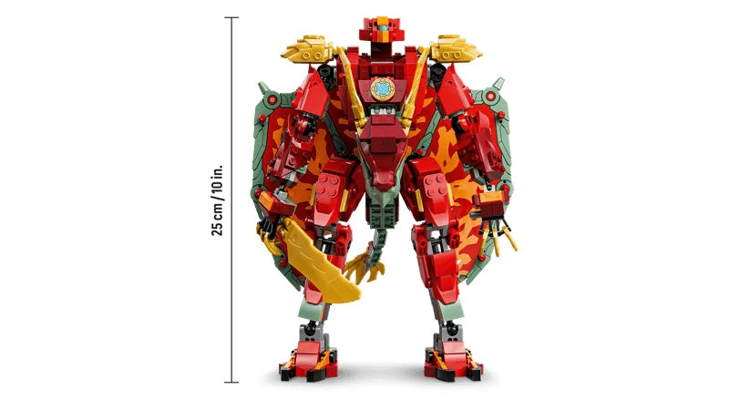 LEGO NINJAGO red dragon mech front view showing 28 cm height