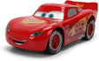 Disney Pixar Cars Lightning McQueen Animated RC viewed from the front and side, showing blue eyes, smiling mouth, red racing body, number 95 graphics and Rust-eze branding.