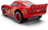Lightning McQueen Animated RC viewed from the rear and side, showing the red rear spoiler, Rust-eze logos, number 95 racing graphics and Lightyear tyres.