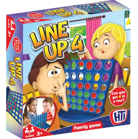 Line Up 4 game box showing children playing and game grid Ireland