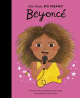 Cover image of Little People Big Dreams Beyoncé book showing the illustrated Beyoncé on a pink background