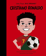 Little People, BIG DREAMS Cristiano Ronaldo book cover showing an illustrated footballer in a red shirt with a number 7