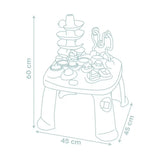 Little Smoby Activity Table dimensions diagram showing 60cm height and 45cm by 45cm tabletop