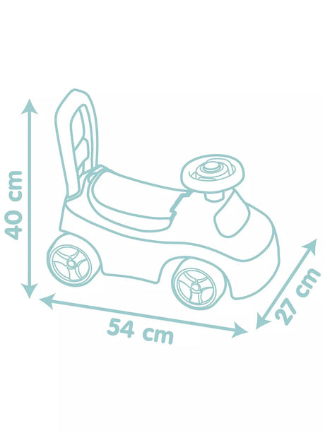 Little Smoby Auto Ride-On dimensions diagram showing 54cm length, 40cm height and 27cm width