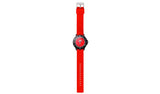 Liverpool FC Time Teacher Red Watch full length view with adjustable red strap, buckle fastening and Liverpool FC dial