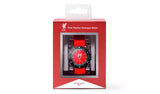 Liverpool FC Time Teacher Red Watch displayed in red Liverpool FC retail packaging with the watch visible through the front window