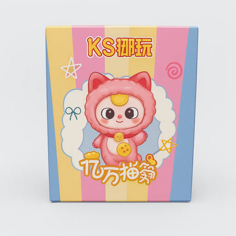 L Monsters 5 cm vinyl-and-plush keyring figure in pink cat costume on a light grey background – Ireland