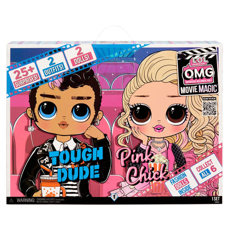 L.O.L. Surprise! O.M.G. Movie Magic 2 Pack front box packaging with Tough Dude and Pink Chick artwork