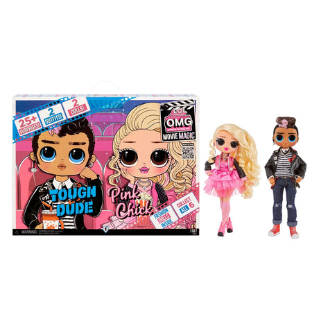 L.O.L. Surprise! O.M.G. Movie Magic 2 Pack box shown with the two dolls standing beside it