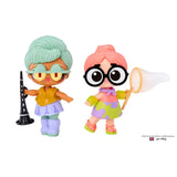 L.O.L. Surprise SpongeBob SquarePants Tots featuring a green haired doll with a clarinet and a pink haired doll holding a jellyfish catching net.