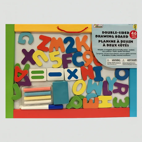 Magnetic drawing board set in retail packaging with colourful letters and numbers shown – Ireland