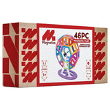 Retail box of Magnetics 46 piece Ferris Wheel Magnetic Tiles Expansion Set showing rainbow build and red design