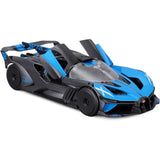 Maisto Bugatti Bolide Blue front three quarter view with both doors open and interior visible