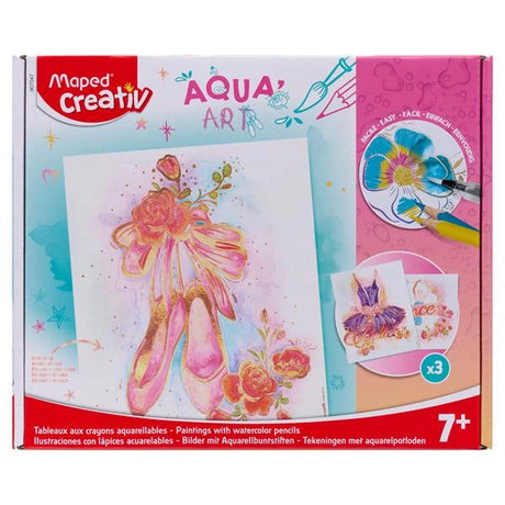 Maped Creativ Watercolour Aqua Art Dance front packaging showing dance themed artwork and Aqua Art set contents