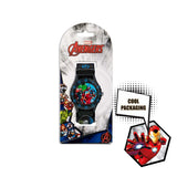 Marvel Avengers Time Teacher Watch displayed on branded Avengers retail packaging
