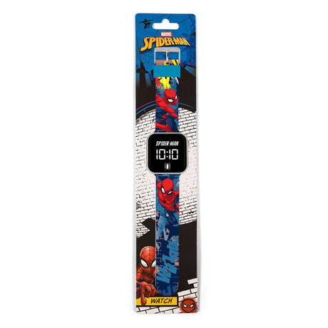 Marvel Spider-Man Printed LED Watch displayed in branded Spider-Man retail packaging