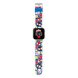 Marvel Spidey Amazing Friends LED watch showing full printed strap with Spidey, Miles Morales and Ghost-Spider characters