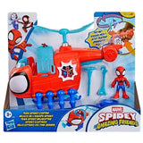Marvel Spidey and His Amazing Friends Team Spidey Copter in retail box showing spinning rotor feature and included Spider-Man figure
