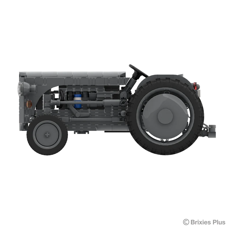 BRIXIES Plus Massey Ferguson TEA 20 in full side profile showing the long grey bonnet, open seat, large rear wheel and smaller front wheel