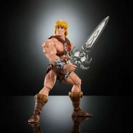 Masters of the Universe He-Man action figure holding Power Sword in both hands