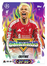 Topps Match Attax 2026/27 Hugo Ekitike Goliaths Liverpool FC card with purple flame design