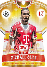 Match Attax Festive Squadzone Michael Olise card featuring holiday themed graphics and player illustration.