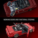 Red Hot Wheels Acura NSX model shown with open doors and steering detail text on a black and red graphic