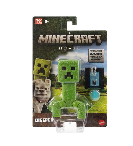 Minecraft Movie Creeper figure in retail packaging with diamond and flint accessories – Ireland