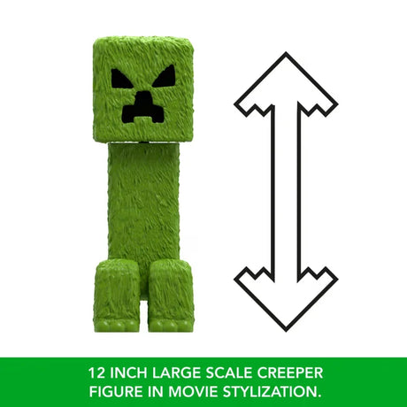 Minecraft Movie Creeper beside large arrow graphic showing 12-inch scale – Ireland