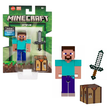 Minecraft Steve with iron sword and crafting table accessories – Ireland
