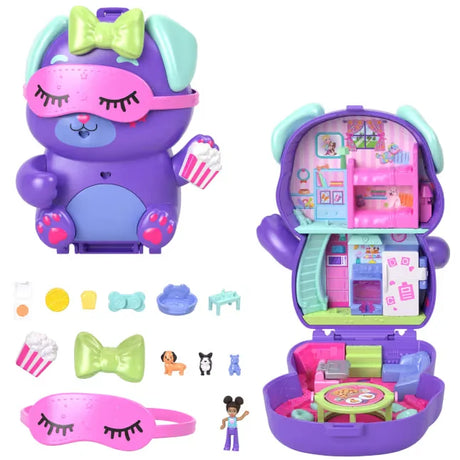 Open Polly Pocket Sleepover Puppy Compact Playset with doll, pets, and interior – Ireland