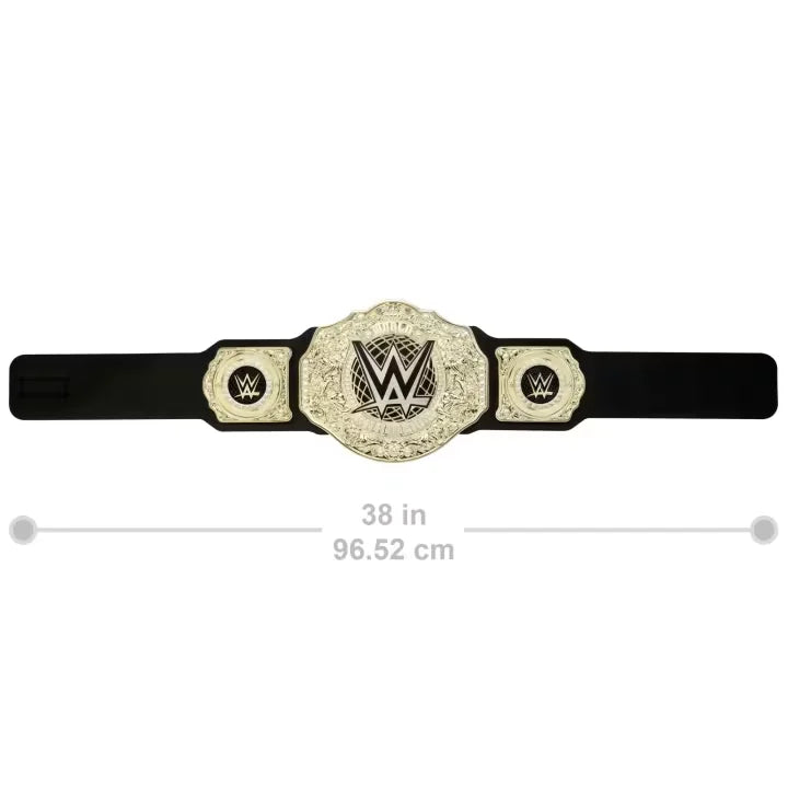 WWE Championship belt fully unrolled to show entire strap and plate layout for kids – Ireland