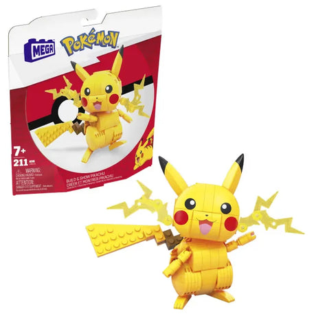 MEGA Pokémon Pikachu 211-piece building set packaging with assembled Pikachu figure in Ireland
