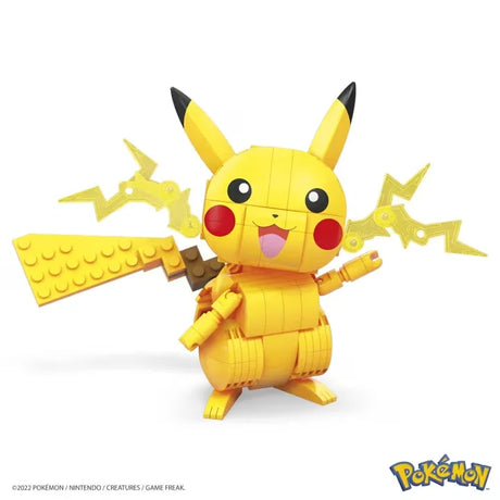 Poseable MEGA Pokémon Pikachu brick figure with lightning effect pieces attached to cheeks in Ireland