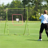 Mega rebounder hurling skills net set up on an outdoor pitch, showing a sliotar rebounding off the mesh within the target zone