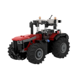 Front left view of the BRIXIES Plus Massey Ferguson 9S showing the front grille, red bonnet, cab and front linkage