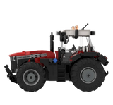 BRIXIES Plus Massey Ferguson 9S tractor model in left side profile showing the red bonnet, enclosed cab, front linkage and large rear tyres