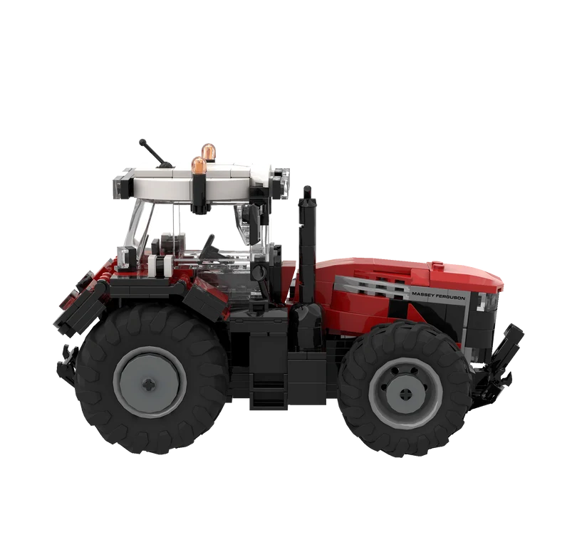 BRIXIES Plus Massey Ferguson 9S tractor in right side profile with the red bonnet, cab, exhaust and large rear tyre visible