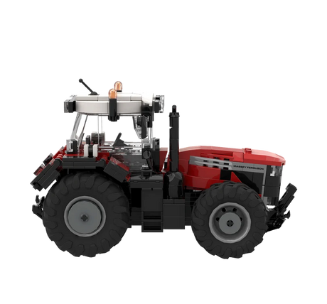BRIXIES Plus Massey Ferguson 9S tractor in right side profile with the red bonnet, cab, exhaust and large rear tyre visible