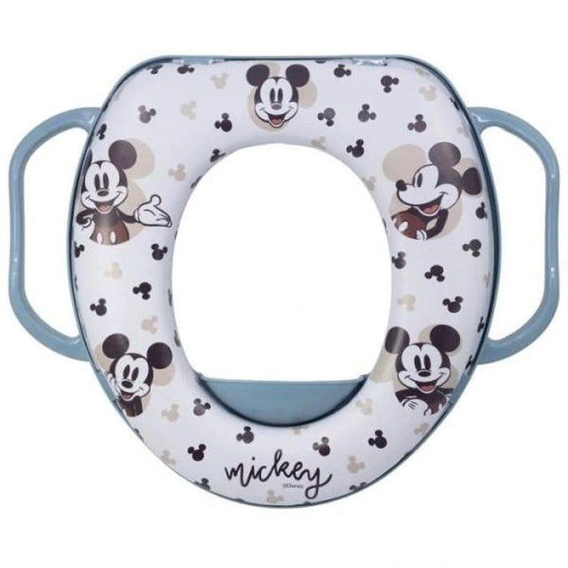 Mickey Mouse Soft Toilet Trainer showing Mickey Mouse print and blue side handles
