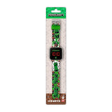 Minecraft Creeper TNT LED Watch in Minecraft retail packaging with the full printed strap and digital display visible 