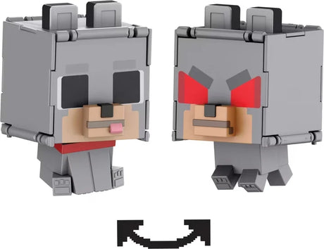 Minecraft Flippin’ Figs figure shown in both Tamed and Hostile Wolf forms – Ireland