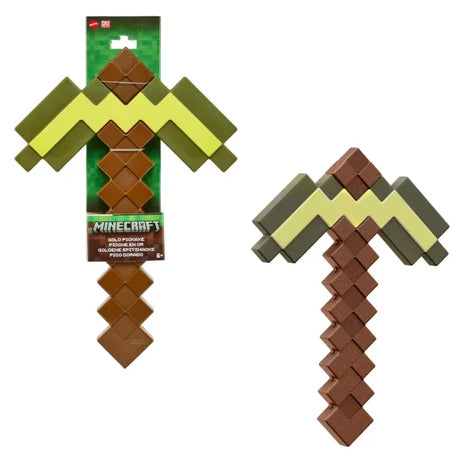 Boxed and unboxed Minecraft Gold Pickaxe with pixel styling – Ireland