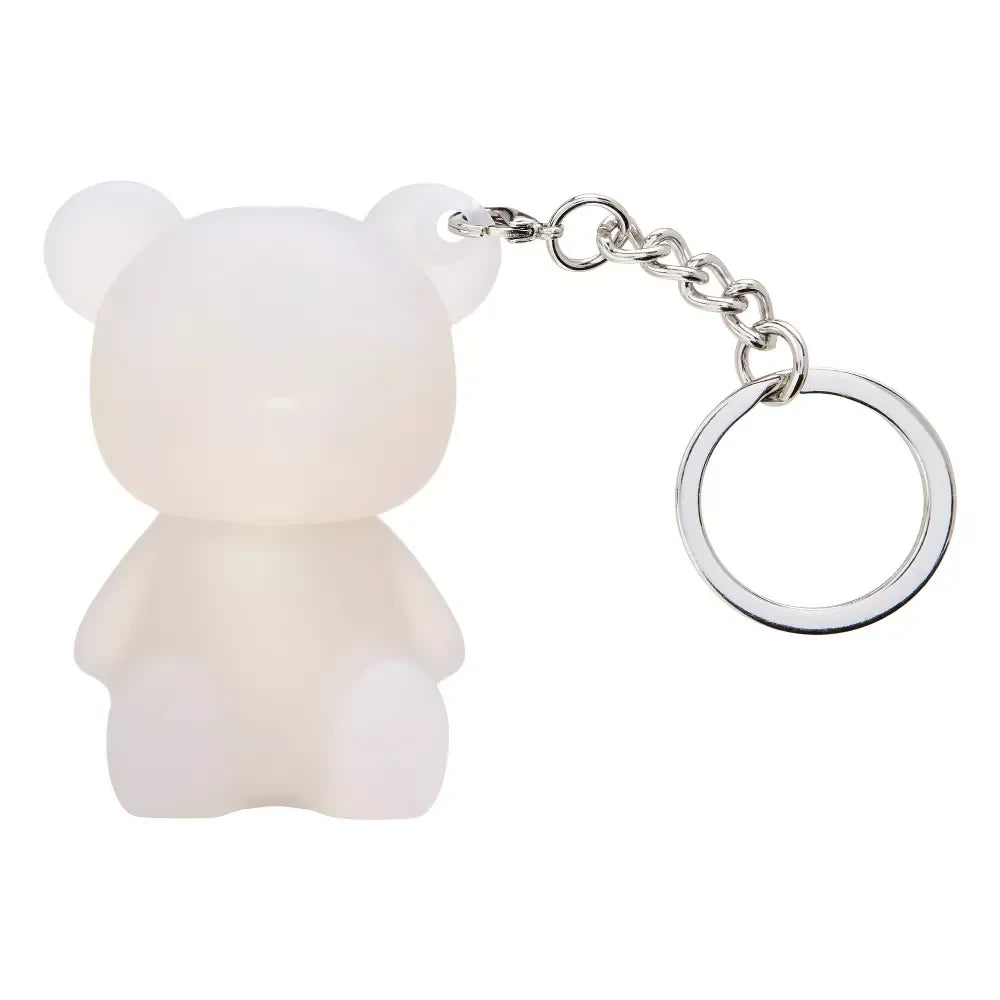 Mini Glam white bear shimmer lotion keyring with silver chain and ring