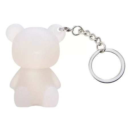 Mini Glam white bear shimmer lotion keyring with silver chain and ring
