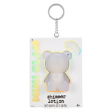 Mini Glam Bear Shimmer Lotion White front packaging with bear bottle keyring